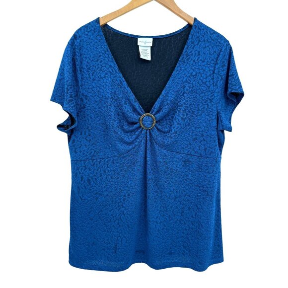 Jaclyn Smith‎ Babydoll Top Womens XXL Empire Waist Animal Print Stretchy Vintage - Picture 3 of 7